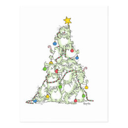 CHRISTMAS TREE OF KITTIES postcard by Boynton