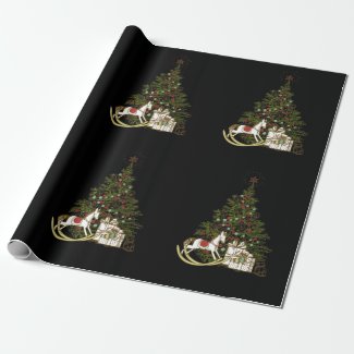 Christmas Tree on Black Wrapping Paper