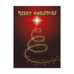 Christmas Tree On Glowing Red Background Post Cards