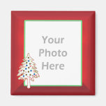 Christmas Tree on Red (photo frame) Fridge Magnets