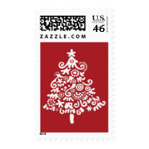 Christmas Tree (on Red) postage