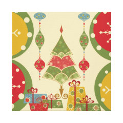 Christmas Tree Ornaments Gifts Presents Holiday Gallery Wrapped Canvas
