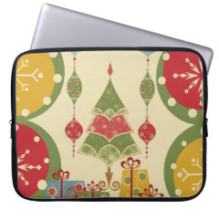 Christmas Tree Ornaments Gifts Presents Holiday Laptop Sleeves