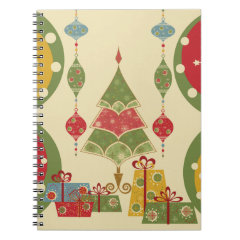 Christmas Tree Ornaments Gifts Presents Holiday Spiral Note Books