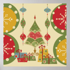 Christmas Tree Ornaments Gifts Presents Holiday Print