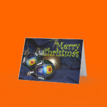 Christmas tree ornaments in blue cards