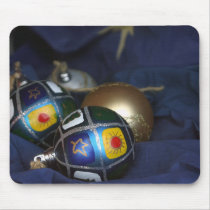 Christmas tree ornaments in blue mousepads