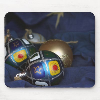 Christmas tree ornaments in blue mouse pads by nassosvakalis