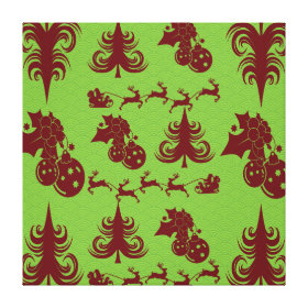 Christmas Tree Pattern Holly Ornaments Reindeer Canvas Print