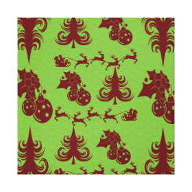 Christmas Tree Pattern Holly Ornaments Reindeer Gallery Wrapped Canvas