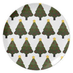 Christmas Tree Pattern Winter Holiday Gifts Dinner Plate