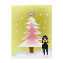 Christmas tree postcard - with a poodle by perfectpostage Christmas tree postcard - with a poodle