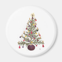 Christmas Tree Pressed Flower Design Refrigerator Magnet
