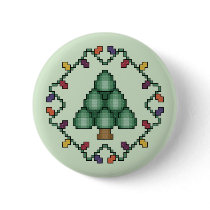 Christmas Tree Quilt Square Cross Stitch buttons