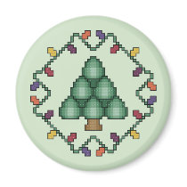 Christmas Tree Quilt Square Cross Stitch Pattern magnets by ingasi Christmas Tree Quilt Square Cross Stitch Pattern magnets