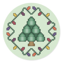Christmas Tree Quilt Square Cross Stitch Pattern stickers