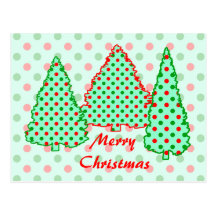 Christmas Tree: Red and Green Polka Dots Post Card
