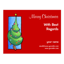Christmas Tree red Best Regards Postcard