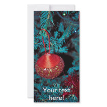 Christmas tree red ornament photo card template