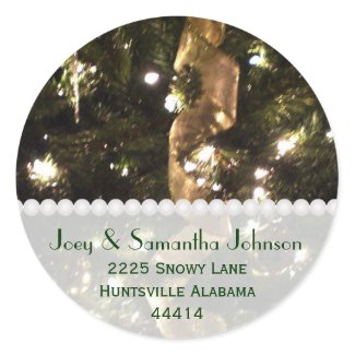 Christmas Tree Ribbon Address Stickers