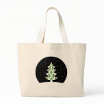 Christmas Tree Ribbons Snowy Sky Green Canvas Bag