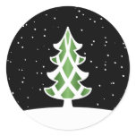 Christmas Tree Ribbons Snowy Sky Green stickers