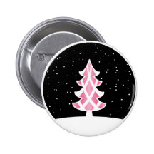 Christmas Tree Ribbons Snowy Sky Pink