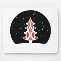 Christmas Tree Ribbons Snowy Sky Red Mousepad