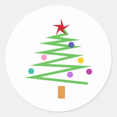 Christmas Tree Round Stickers