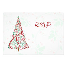 Christmas Tree RSVP Card Personalized Invite