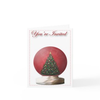 Christmas Tree Snow Globe Invitation card