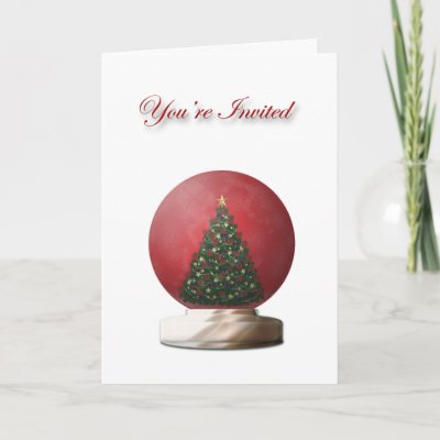 Christmas Tree Snow Globe Invitation Card