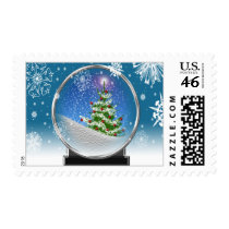Christmas Tree Snow Globe postage