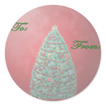 Christmas Tree Snow Globe Tag Sticker