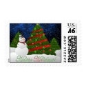 Christmas Tree Snowman postage by ecaggiani Christmas Tree Snowman postage