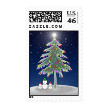 Christmas Tree Snowmen Postage Stamps