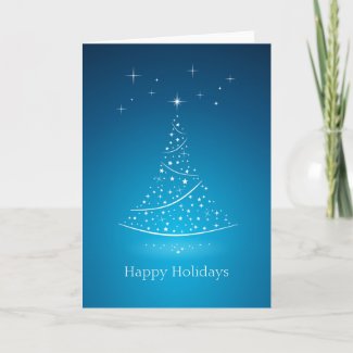 Christmas Tree Stars (Blue) card card