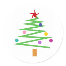 Christmas Tree Round Stickers