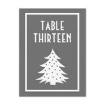 Christmas Tree Table Numbers (Gray / White) Post Cards