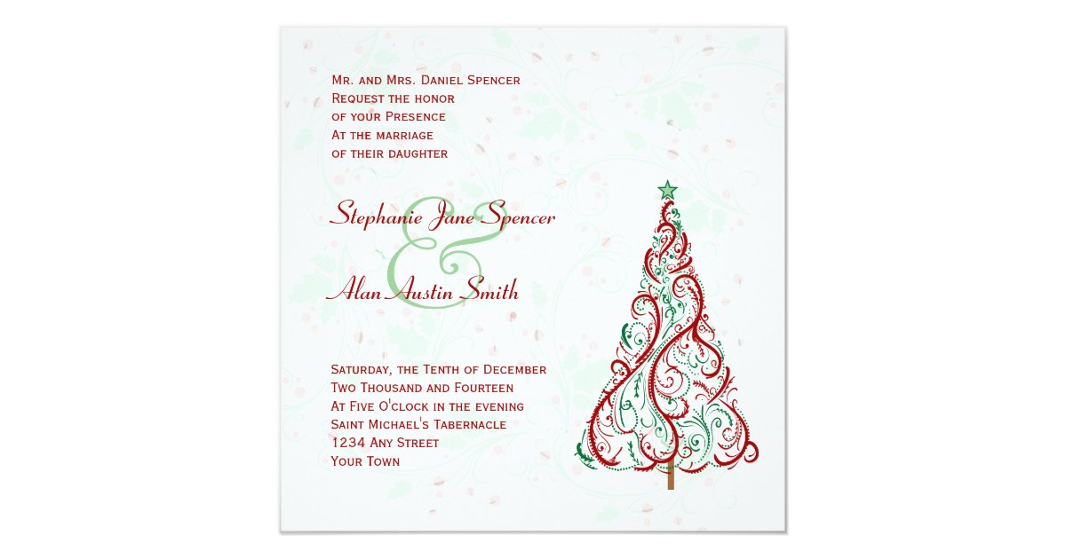 christmas tree wedding invitation zazzle christmas tree wedding invitation zazzle