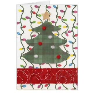 Christmas tree with lights greeting card