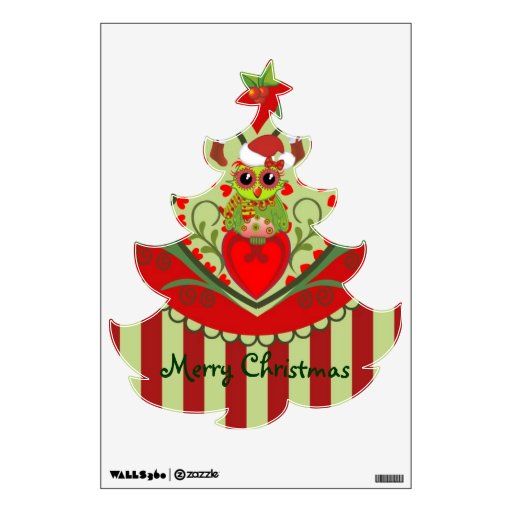 Christmas tree with Owl Wall decal