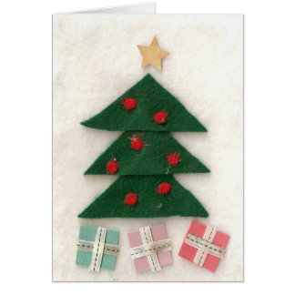 Christmas tree with presents greeting card