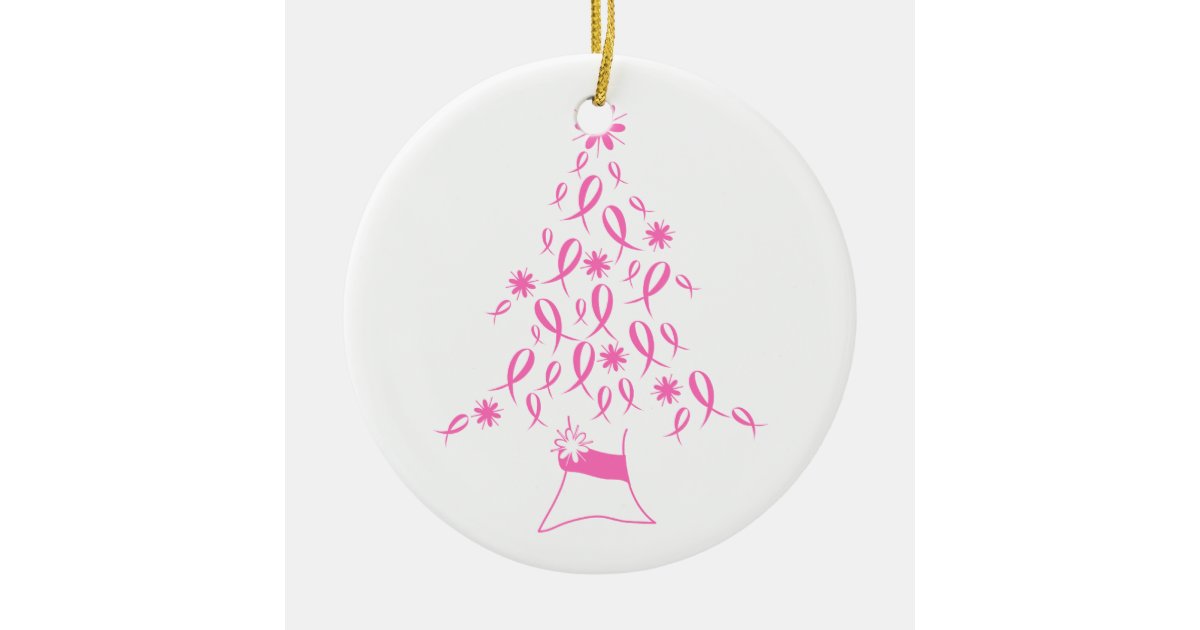 christmas tree with ribbons breast cancer ceramic ornament christmas tree with ribbons breast cancer ceramic ornament