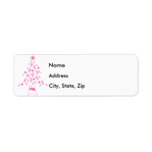 Christmas Tree with Ribbons Breast Cancer Custom Return Address Labels