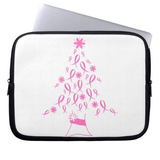 Christmas Tree with Ribbons Breast Cancer Computer Sleeve