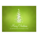 Christmas tree with sparkles on lime green post cards