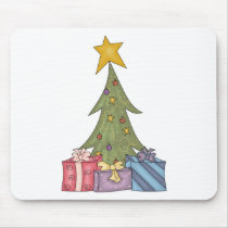 Christmas tree with star & packages mousepads