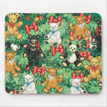 Christmas Tree with Teddy Bear Ornaments mousepads
