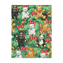 Christmas Tree with Teddy Bear Ornaments postcards